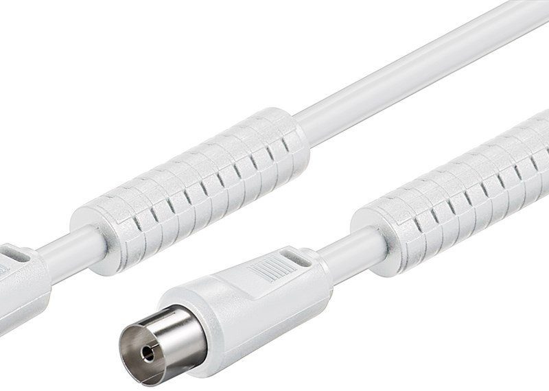 Cable Antena TV Macho Hembra Filtros BLANCO 2,5m