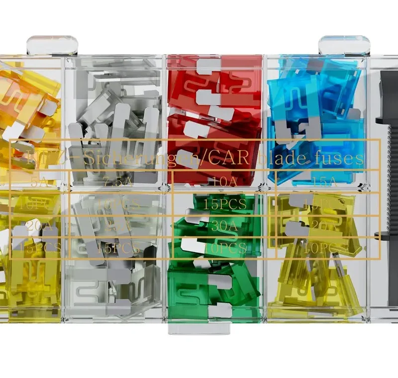 Caja Fusibles Planos Coche 19mm 32Vdc (Estuche (100uds.)+ Extractor