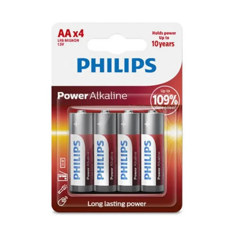 PILA AA/LR06 Alcalina 1,5V PHILIPS Power (Blister 4 Uds.)
