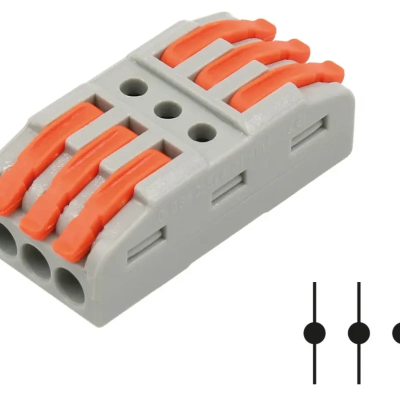 Conector Regleta Rapido 3 vías Reutilizable con bloqueo de palanca Empalme