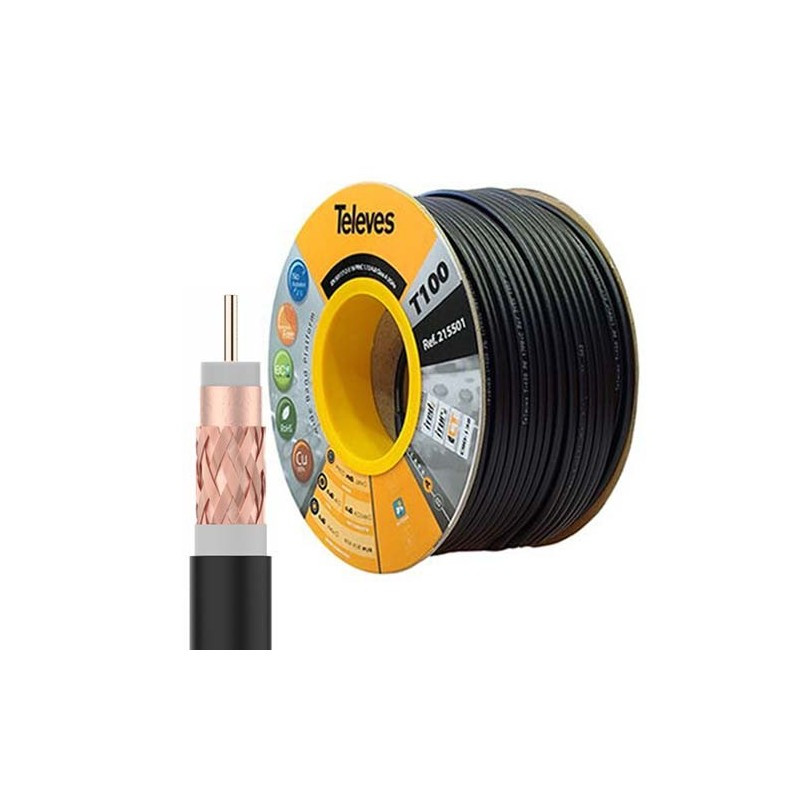 Cable Coaxial TV  T100PLUS NEGRO (250m) 215502