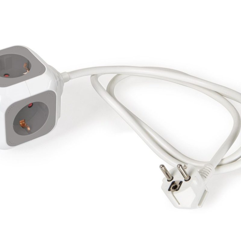 BASE MÃºltiple 4 Tomas Schuko + 2 USB Cuadrada con Cable de 1,4m BLANCO