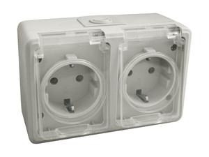 Base Enchufe Schuko Doble Superficie Estanco IP44