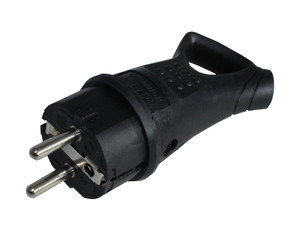 CLAVIJA Red Eléctrica Macho SCHUKO Goma Negra 16A 3600W con Agarradero