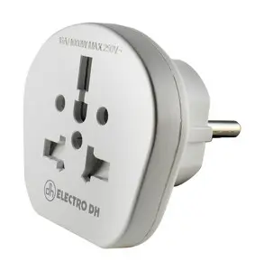 ADAPTADOR Red Eléctrica Schuko a Universal Varias Clavijas 16A 3500W Blanco