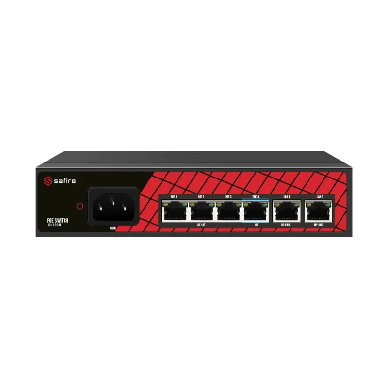 Switch PoE Ethernet 4P+2P RJ45 SAFIRE SW0604HIPOE