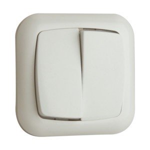 Interruptor Doble Empotrar 10A/250Vac 80x80x12  BLANCO