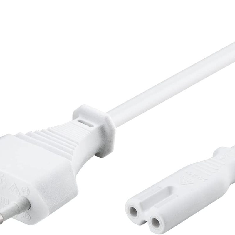 Cable Alimentacion Forma 8 C7 a CEE7 BLANCO 3m