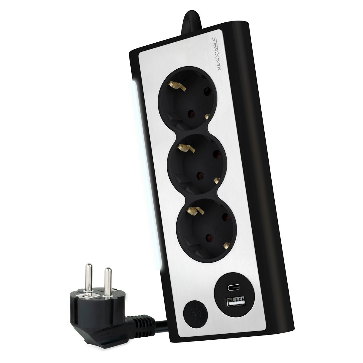 Base 3xEnchufes 2xUSB Sobremesa NEGRA NANOCABLE