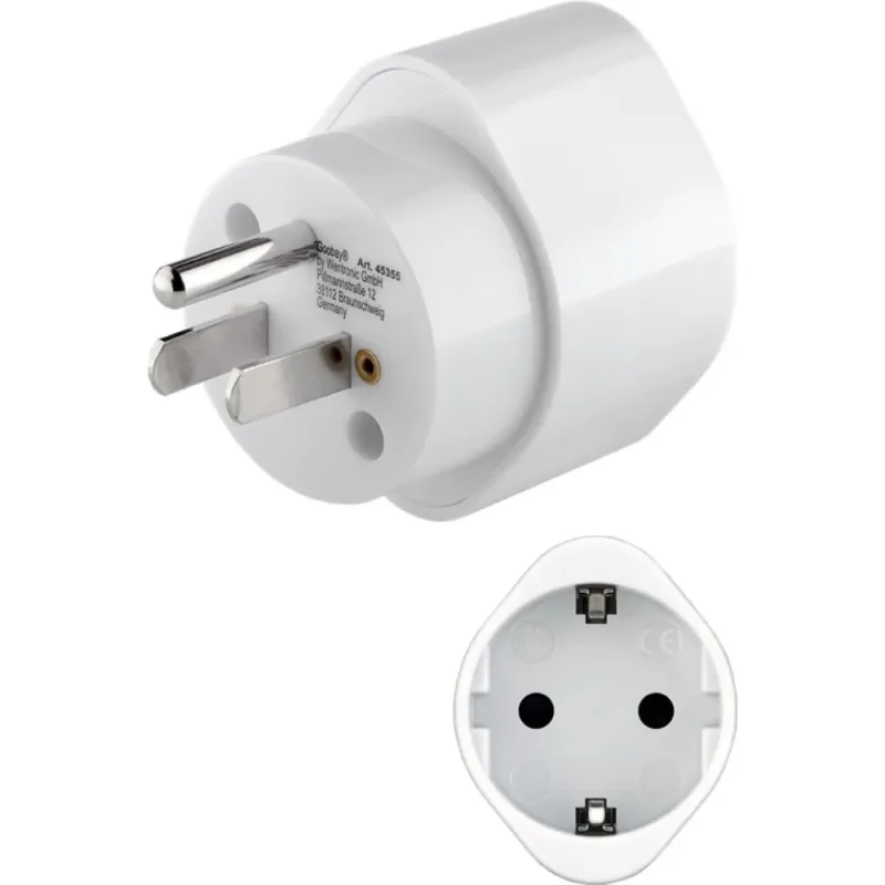 ADAPTADOR Clavija Red Eléctrica de Varios Paises a Schuko Blanco