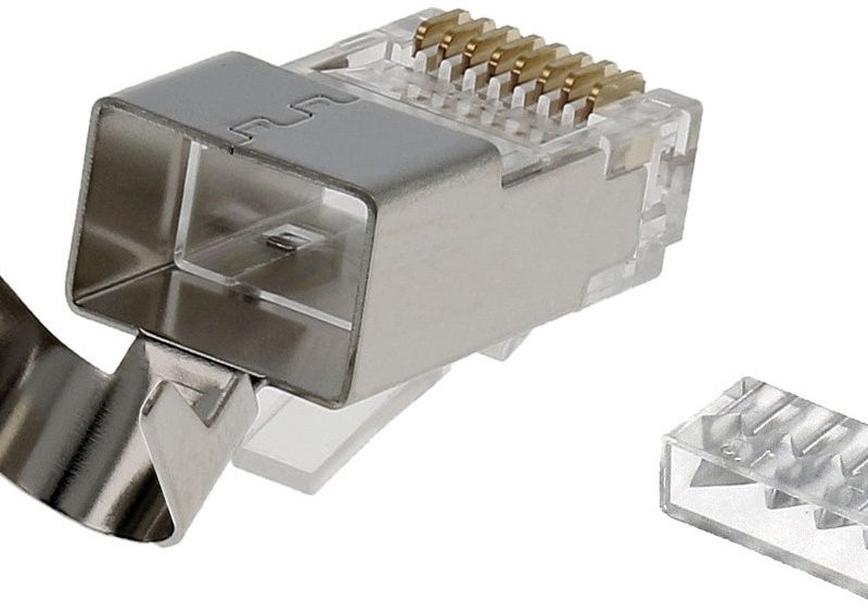 Conector RJ45 FTP Cat7 Blindado Macho Con guia