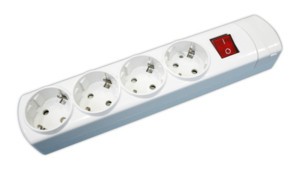 BASE Múltiple 4 Tomas Schuko con interruptor  sin Cable BLANCO