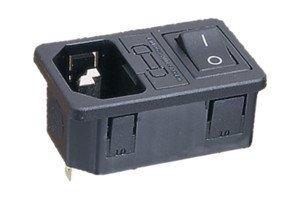 Base Conexion Empotrar IEC 320 C14 con Portafusible + Interruptor