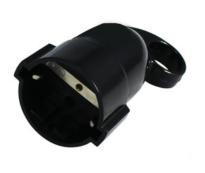 CLAVIJA Red Eléctrica Schuko Hembra 16A 3600W GOMA Negro con Agarradero