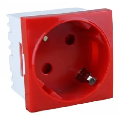 Modulo 45×45 Schuko ROJO Multimedia