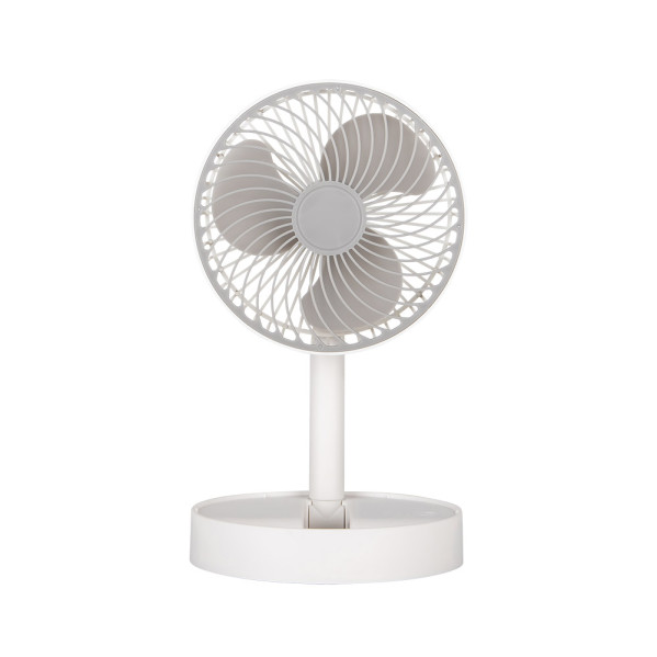 Ventilador Inalambrico Dc Portatil Jerico Blanco/gris 5w 3vel Recargable, Alim.usb, Orientable 3aspas Regx17x17cm
