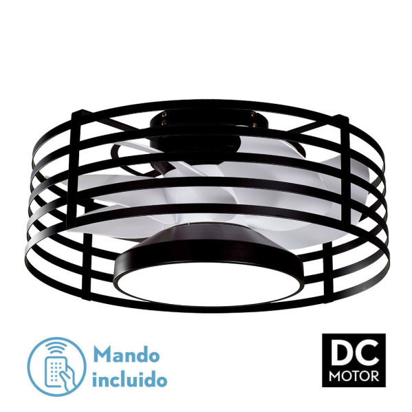 Ventilador 22w Dc Xaloc Negro 7Aspas Blancas 6vel  3000-4000-6500 28×57,8×57,8cm C/remoto, Memoria Y Temporizador