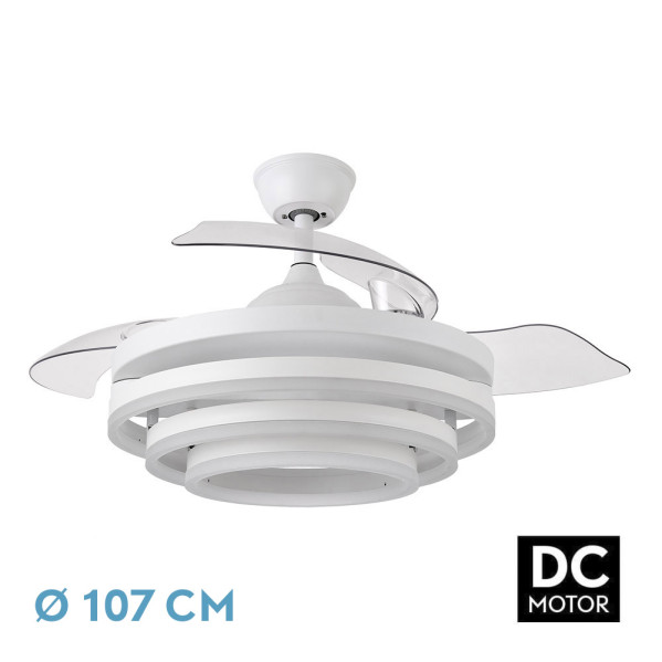 Ventilador 72w Dc Kai Blanco 3 Aspas Transp. 6 Vel. 3 Colores  43/58×50/107 C/remoto,reg.intensidad,memoria Y temp. 6120lm