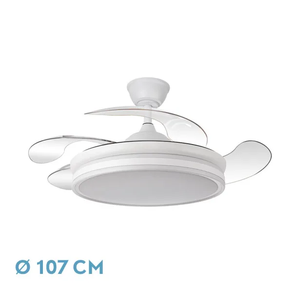 Ventilador Bayomo 59w 6980lm Blanco 4 Aspas Desp. 34,5/42×50/107 D.3 Color. Dc.remoto+Reg.Intensidad