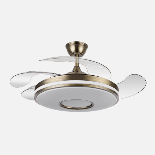 Ventilador Dani 59w 6980lm Cuero 4 Aspas Desplegables 106d 3000-4200-6500k Remoto, Reg.Intensidad, Memor. Y Tempor. 24