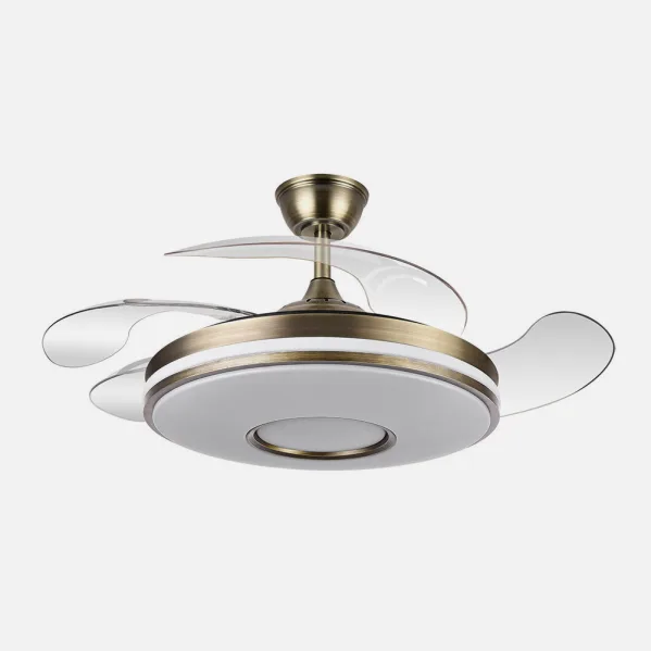 Ventilador Dani 59w 6980lm Cuero 4 Aspas Desplegables 106d 3000-4200-6500k Remoto, Reg.Intensidad, Memor. Y Tempor. 24