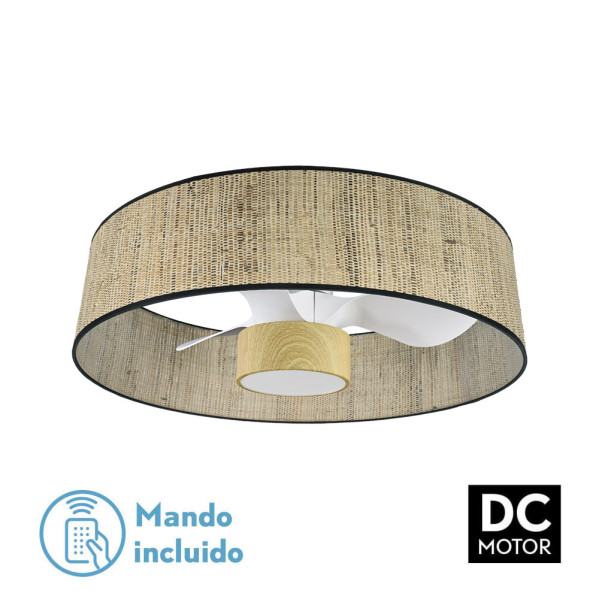 Ventilador Dc 24w Natasha CaÃ±izo/blanco-haya 70d 3 Aspas 6vel. 2390lm 3 Colores Remoto,memoria,temporizador