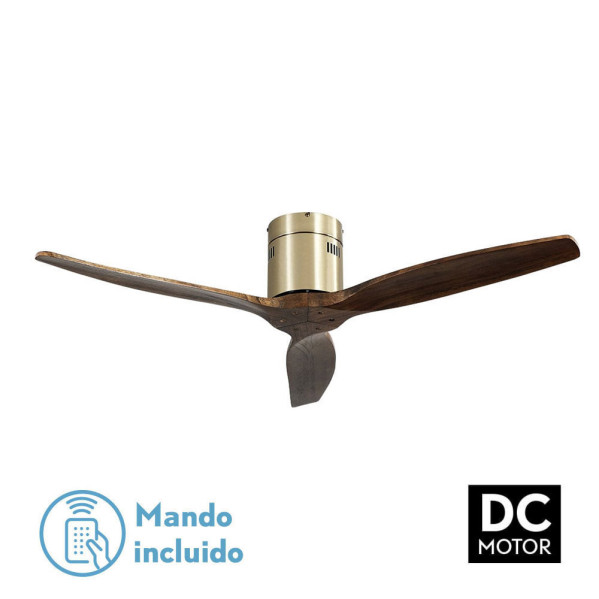 Ventilador Dc Aguilon Cuero 3 Aspas Roble 6 Velocidades Sin Luz Remoto Y Temporiz.132d