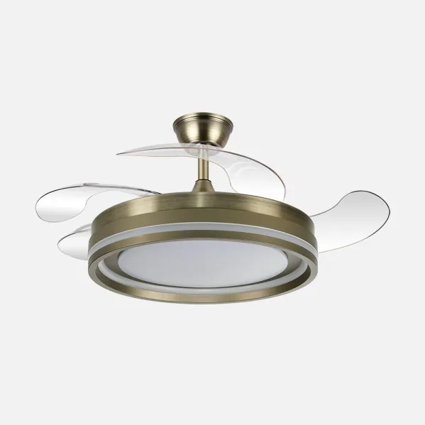 Ventilador Dc Cerrato Cuero 59w 4aspas Desplegables 107d 6980lm 6vel 3000k,4000k,6000k, Remoto+reg.intens+temporizador+memoria