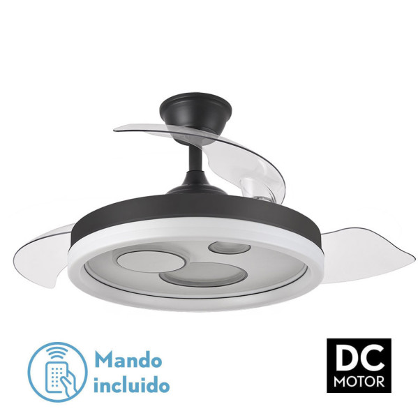 Ventilador Dc Turia 72w 6120lm Negro/blanco 3 Asp.desp. 32/47×50/107d. 3 Colores C/remoto+temporizador+memoria
