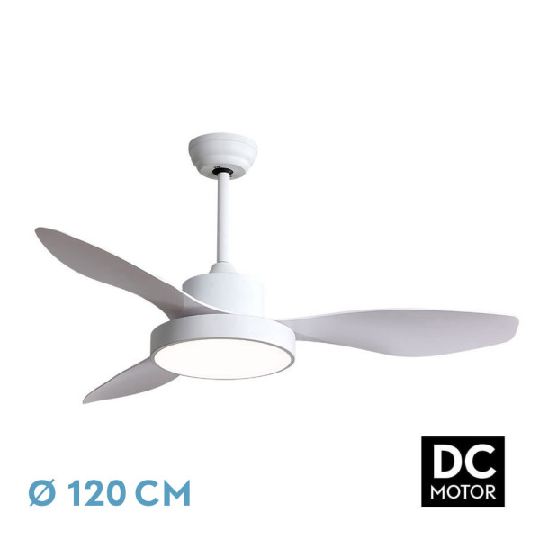 Ventilador Dc Hayate 48w 4080lm Blanco 3 Asp 33/48x120x120cm 3000-4000-6000k C/remoto, Memoria Y Temporizador