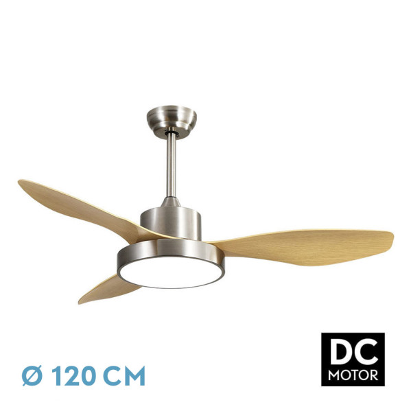 Ventilador DC Hayate  48w 4080lm Niq/haya 3 Asp 33/48x120x120cm 3000-4000-6000k C/remoto, Memoria Y Temporizador