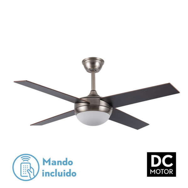 Ventilador Dc Ciro 2xe27 Niquel 4 Asp.rev. Haya/wengue  35/45×116,8d Remoto Y Temporizador