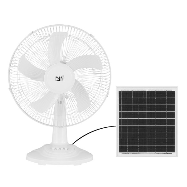 Ventilador DC Sobremesa Solar Abanico Blanco 20w 3velocidades 5 Asp.blancas  63x43x30,5cm 4,20m De Cable