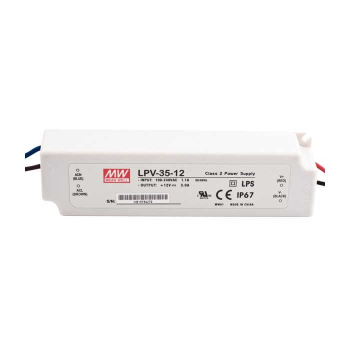 Driver LED 12Vdc 36W 3A IP67 MW LPV-35-12
