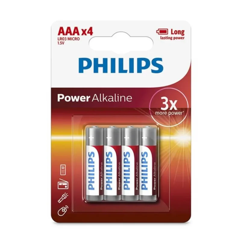 PILA AAA/LR03 Alcalina 1,5V PHILIPS Power (Blister 4 uds.)