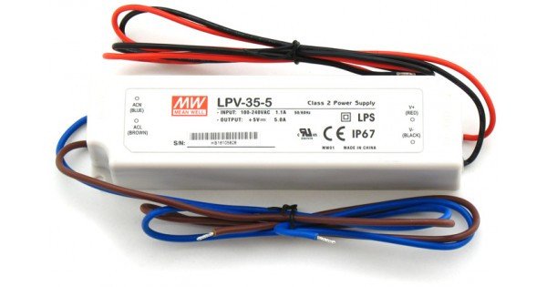 Driver LED 5Vdc 30W 5A IP67 MW LPV-35-5