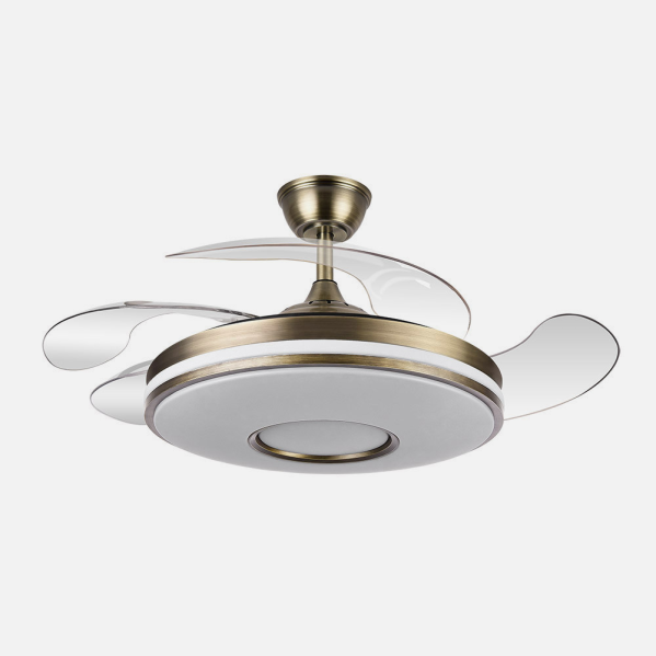Ventilador Dani 59w 6980lm Cuero 4 Aspas Desplegables 106d 3000-4200-6500k Remoto, Reg.Intensidad, Memor. Y Tempor. 24