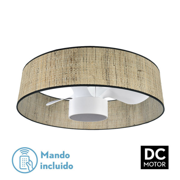 Ventilador Dc 24w Natasha CaÃ±izo/blanco 70d 3 Aspas 6vel. 2390lm 3 Colores Remoto,memoria,temporizador