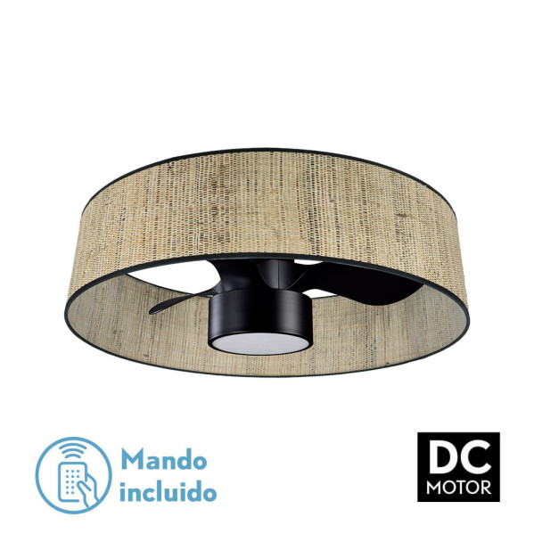 Ventilador Dc 24w Natasha CaÃ±izo/negro 70d 3 Aspas 6vel. 2390lm 3 Colores Remoto,memoria,temporizador