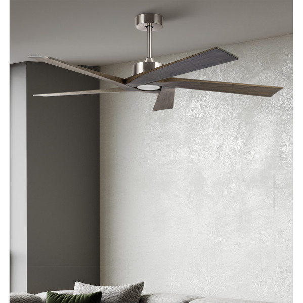 Ventilador Dc Nadir Niquel/rustico Sin Luz 5 Aspas 142,2d C/control Remoto Y Temporizador