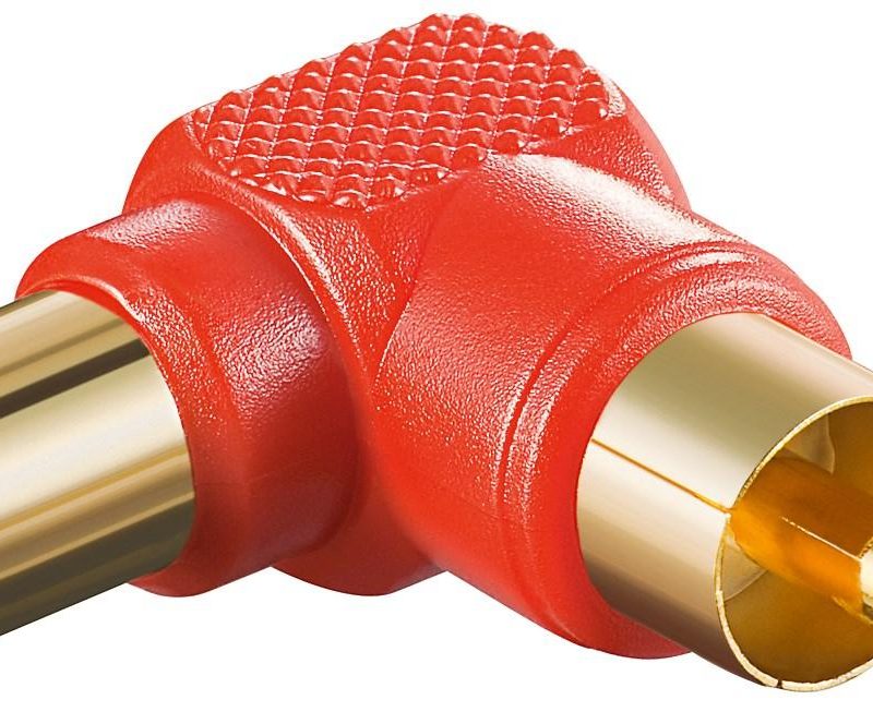Adaptador RCA 1 Macho a 1 Hembra Acodado ROJO