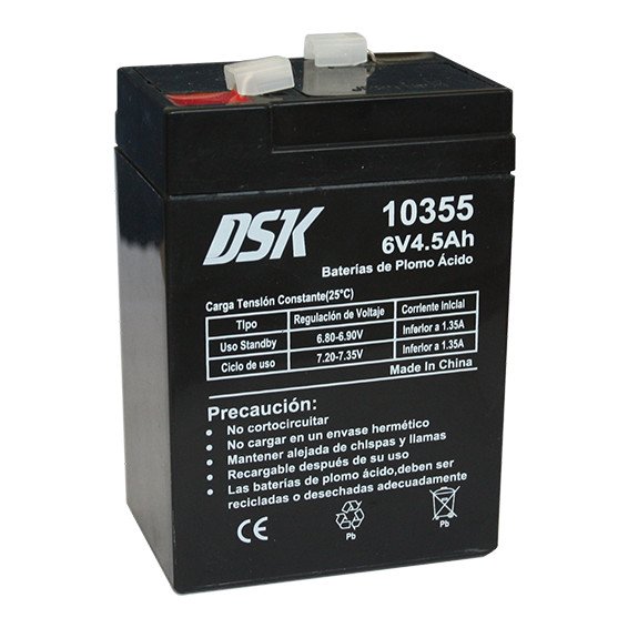 Bateria PLOMO 6V/4,5Ah AGM  70x47x101mm DSK (MV645)