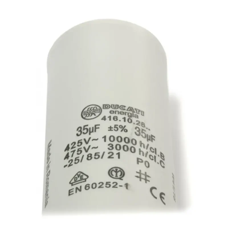 Condensador Motor 35uF 450Vac 45x92mm FASTON + M8 DUCATI