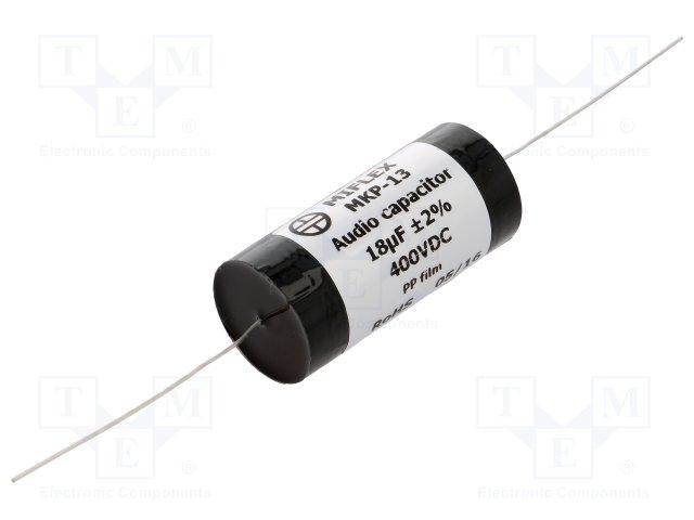 Condensador Polipropileno especial AUDIO 18uF 400Vdc Axial