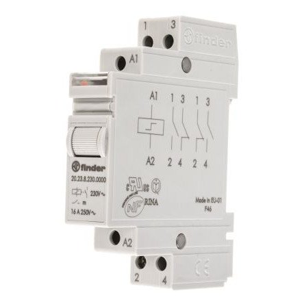 Telerruptor Bipolar 110Vac 16Amp 1NA/1NC Carril DIN FINDER