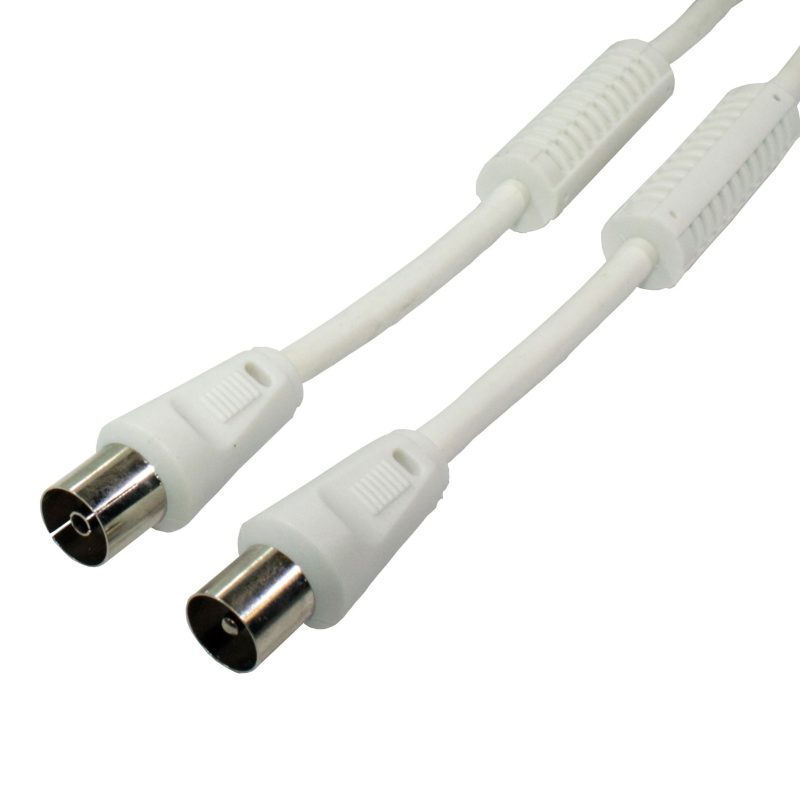 Cable Antena TV Macho-Hembra 2 Filtros Recto BLANCO 1,5m