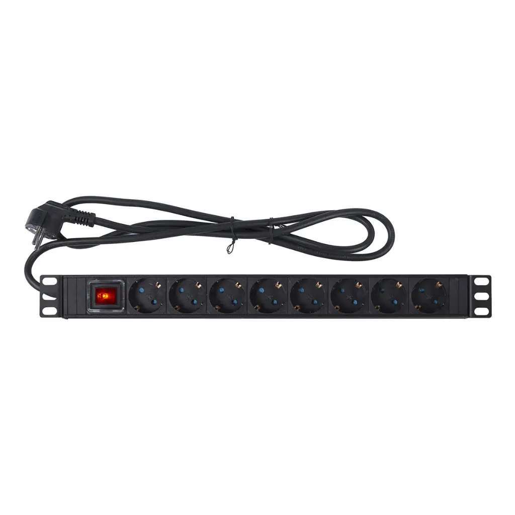 Regleta Rack 8 Enchufes Schuko para 19in 1U