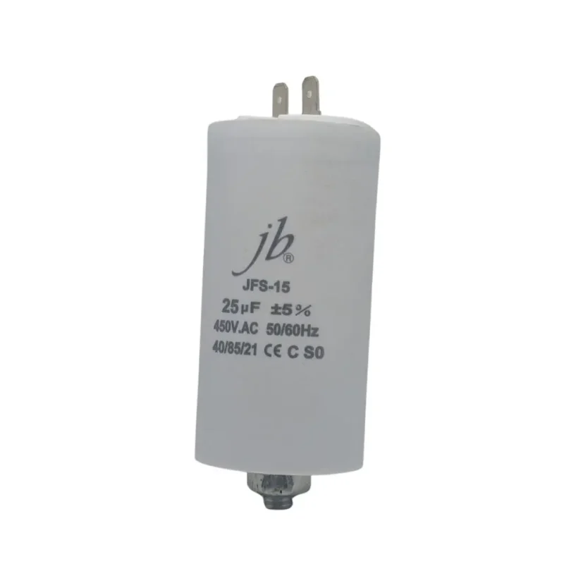 Condensador MOTOR 25uF 450Vac FASTON + M8 Medidas Ø40x75mm JB