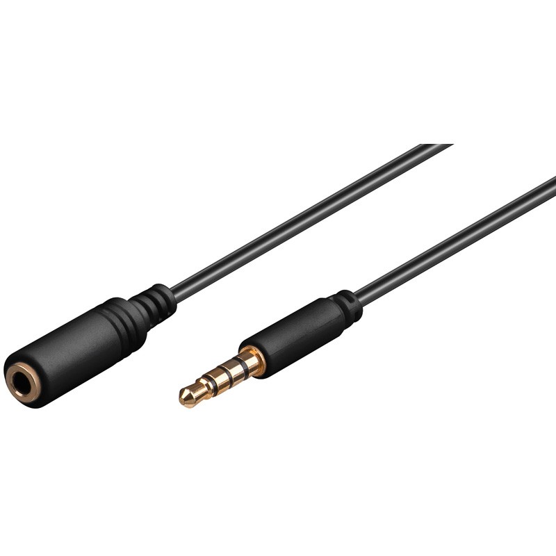 Cable JACK 3,5mm  4 contactos a JACK Hembra 3,5mm 4 Contactos 1m