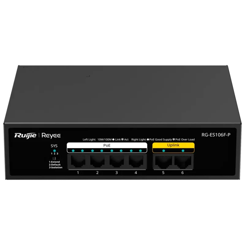 Switch PoE Ethernet 4P+2P RJ45 REYEE